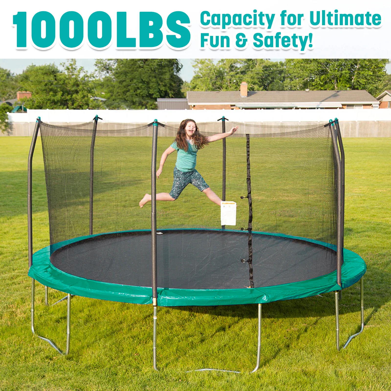 12' Round Outdoor Kids Trampoline with Safety Enclosure