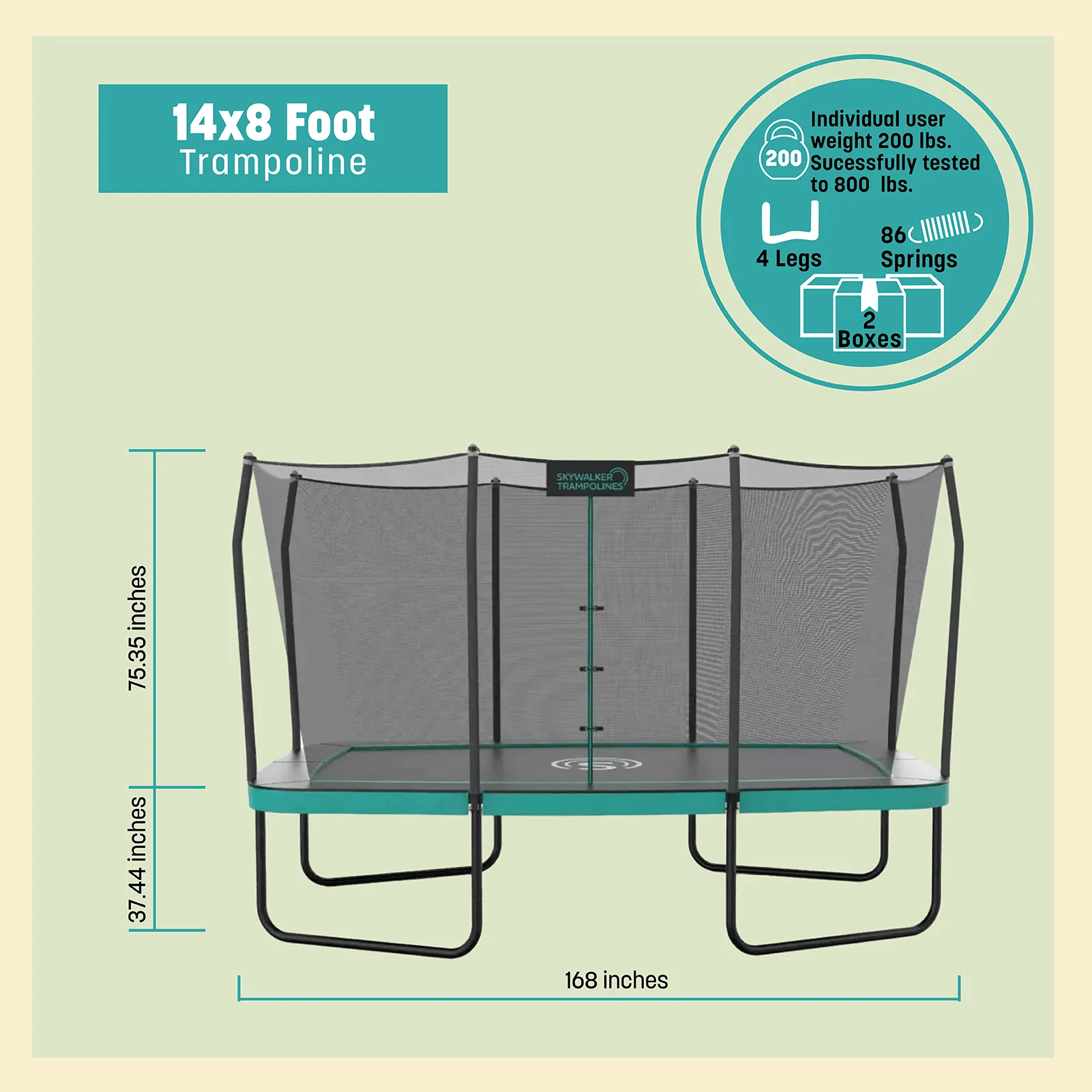 Signature Series 14'x8' Rectangle Outdoor Trampoline with Enclosure