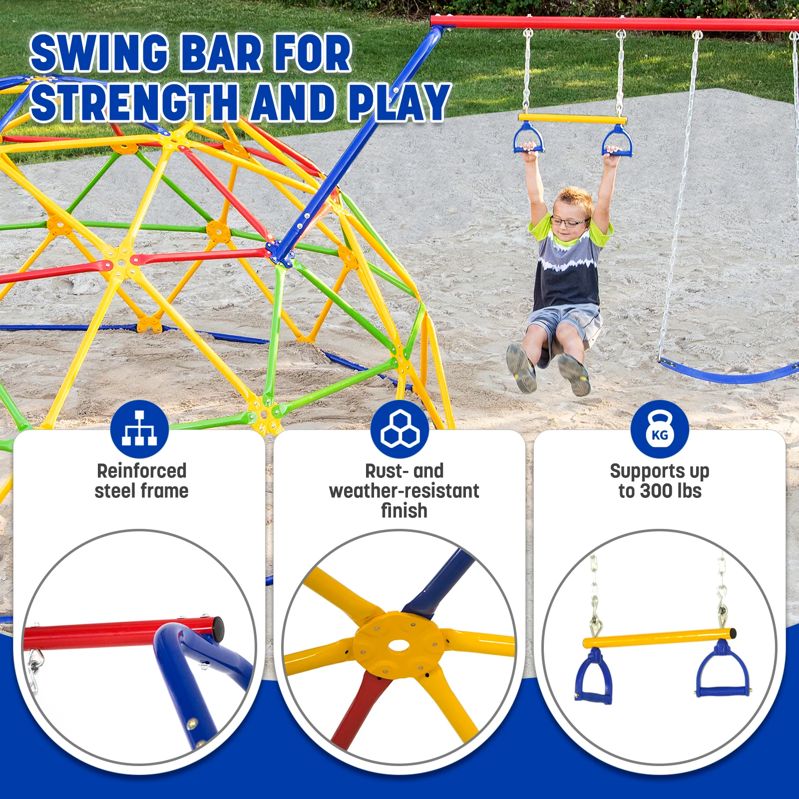 ActivPlay Geo Dome Climber and Swing Set Combo