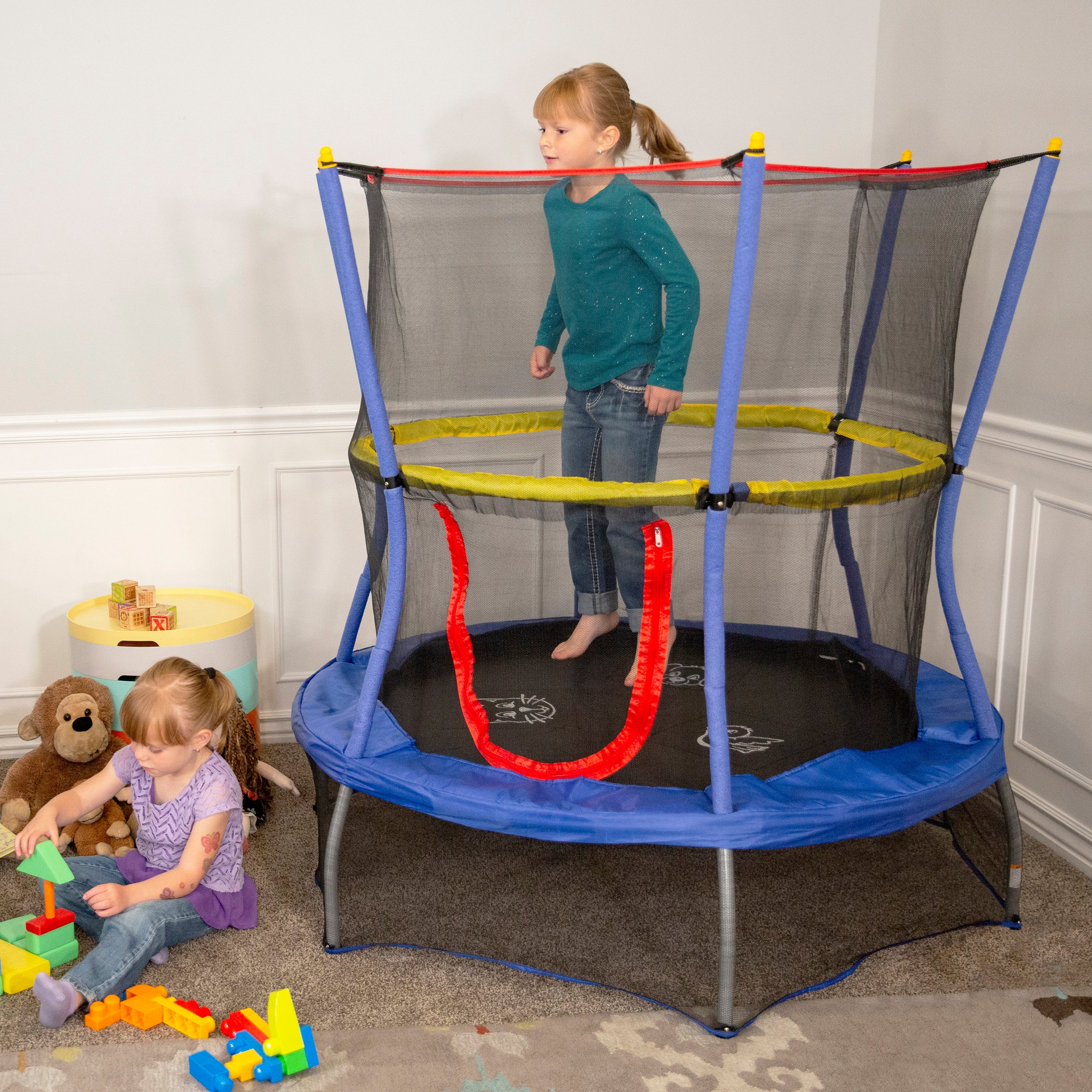55" Round Bounce-N-Learn Mini Trampoline with Enclosure and Sound