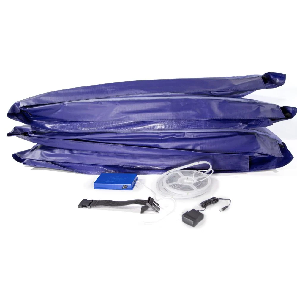 15' Round Lighted Spring Pad in Blue with LED Light Kit