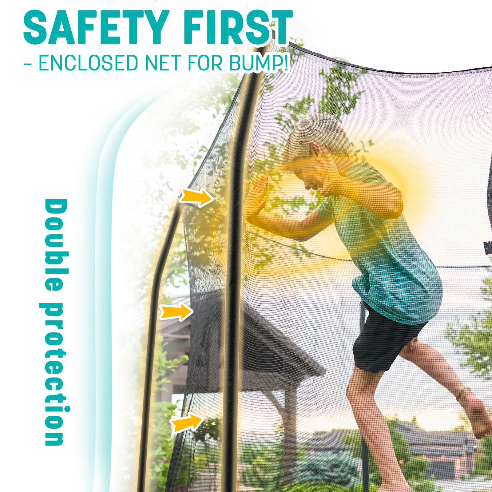 12' Round Outdoor Kids Trampoline with Safety Enclosure