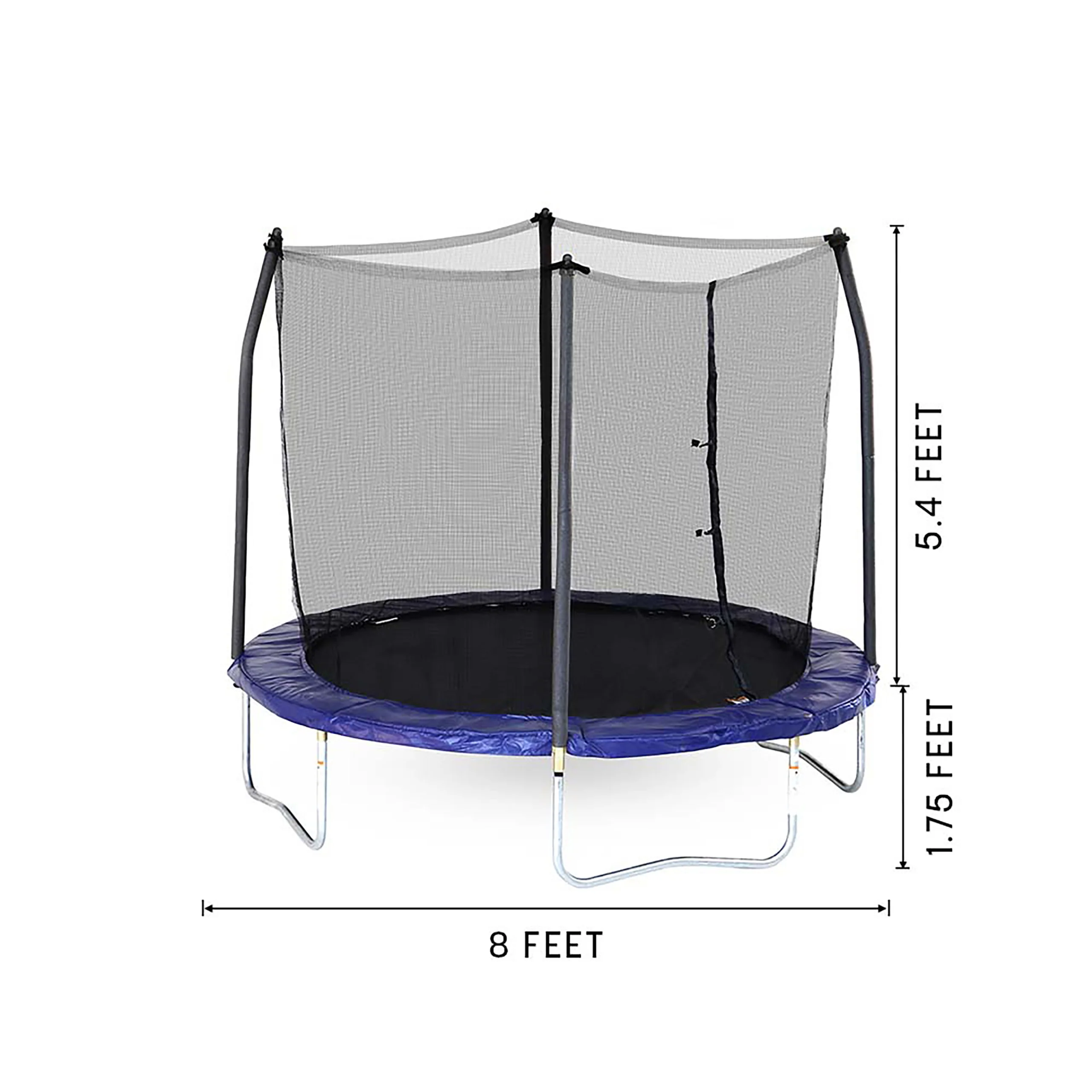 8' Round Trampoline in Blue for Safe Outdoor Jumping