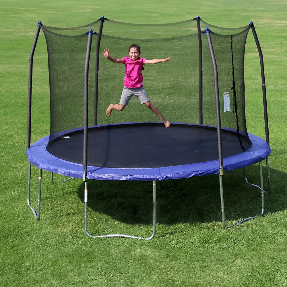 12' Round Outdoor Kids Trampoline with Safety Enclosure